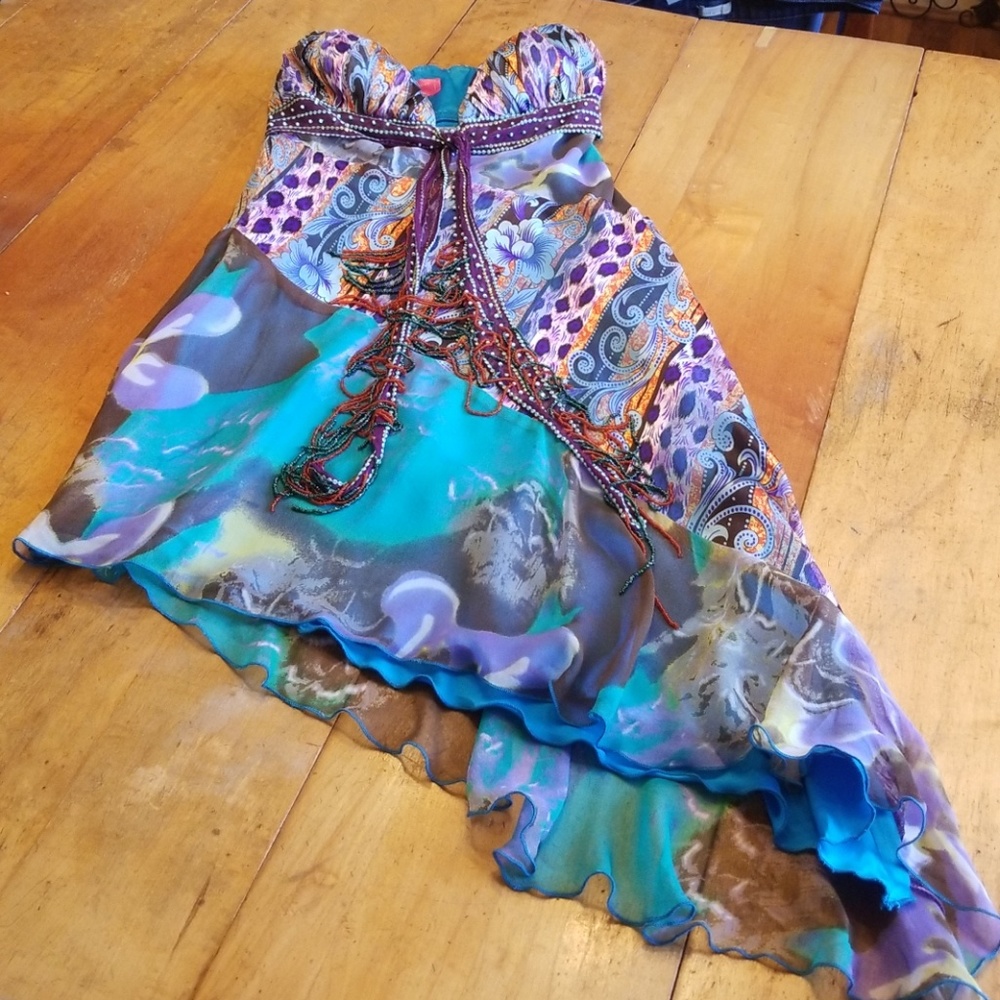 Ginger & Java Silk Strapless Boho Dress Sz 6